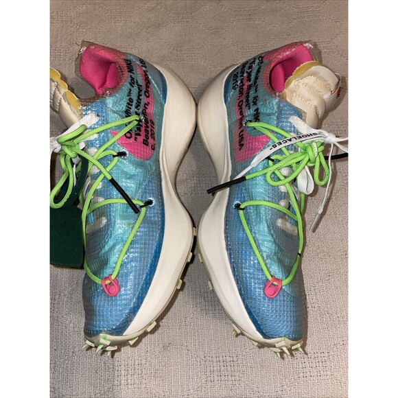 Size 12 M - Nike Off-White x Waffle Racer Vivid Sky Golf Athleisure Activewear - Picture 5 of 12